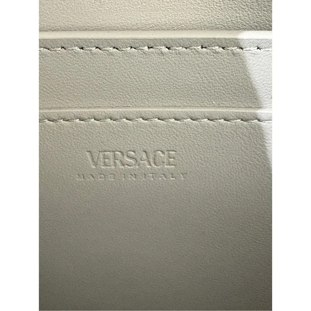 Versace Garcia Croc-Embossed Leather Shoulder Bag Silver New 2900$